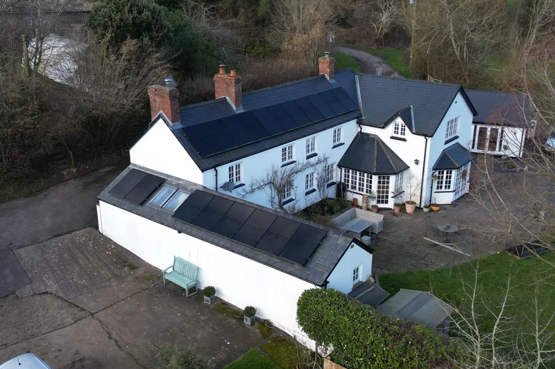 Solar panel installation achieving energy independence in rural South Wales