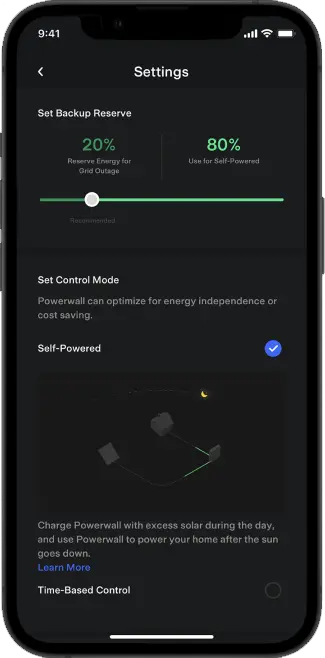 Settings app screen